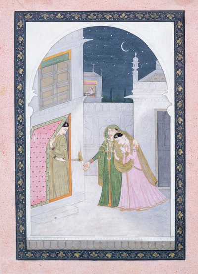 Den timida bruden, Kangra, ca 1820 av Indian School